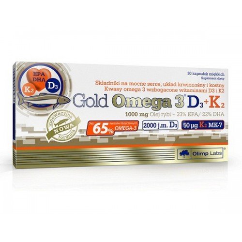 Gold Omega-3 D3+K2, 30 шт, Olimp Labs. Омега 3 (Рыбий жир). Поддержание здоровья Укрепление суставов и связок Здоровье кожи Профилактика ССЗ Противовоспалительные свойства 