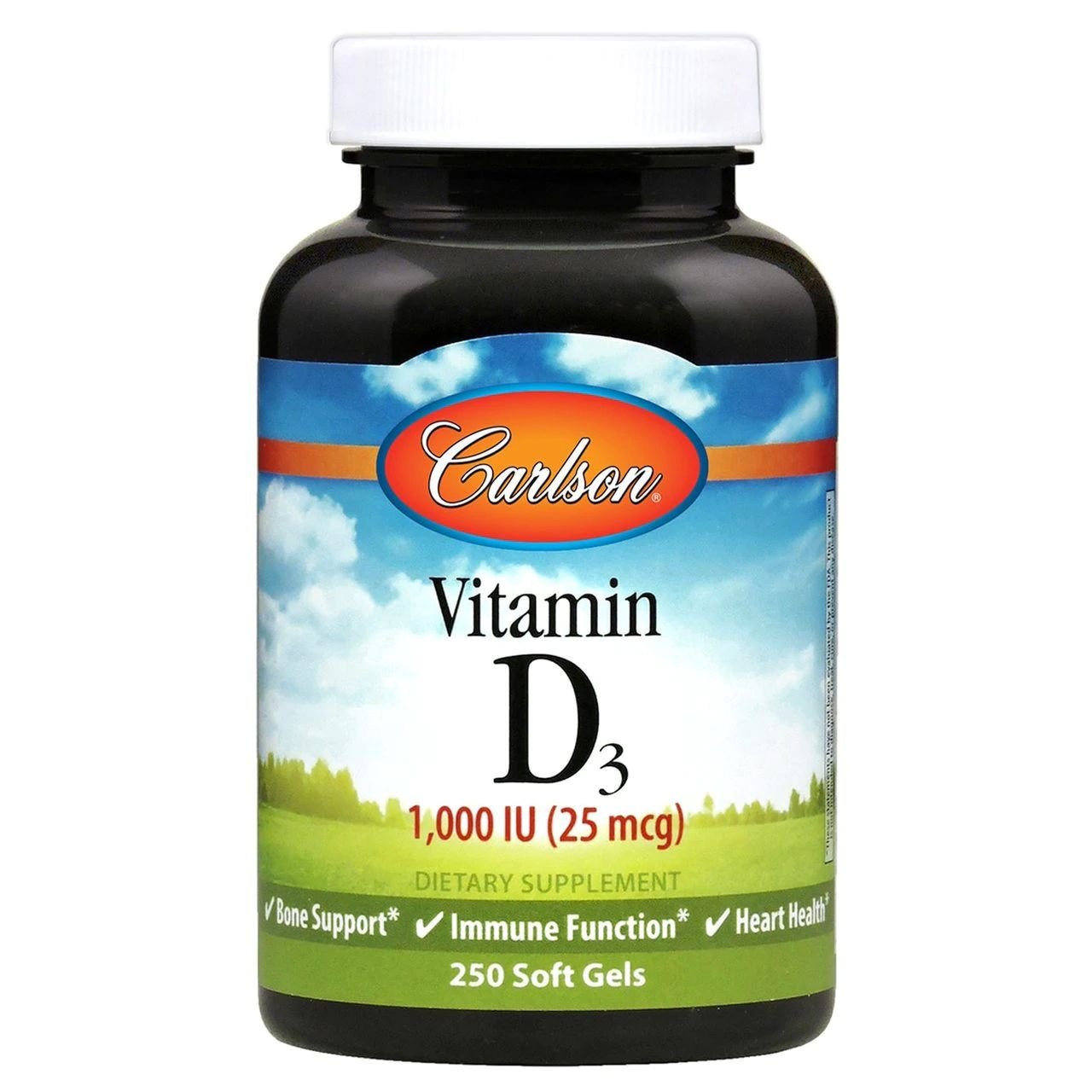 Витамины и минералы Carlson Labs Vitamin D3 1000 IU, 250 капсул,  мл, Carlson Labs. Витамины и минералы. Поддержание здоровья Укрепление иммунитета 