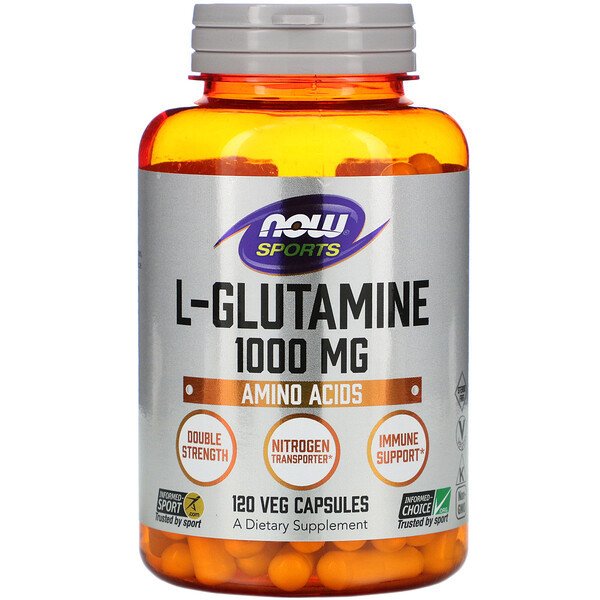 NOW Foods L-Glutamine Double Strength 1000 мг 120 капсул,  мл, Now. Глютамин. Набор массы Восстановление Антикатаболические свойства 