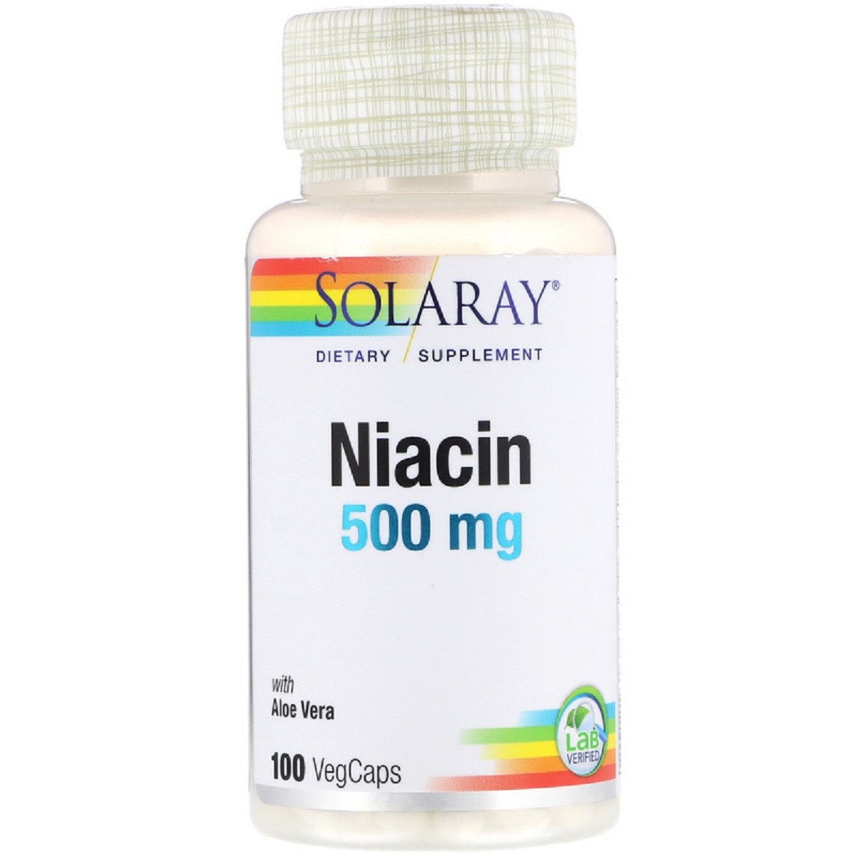 Ниацин, 500 Мг, Solaray, 100 капсул,  мл, Solaray. Витамин B. Поддержание здоровья 