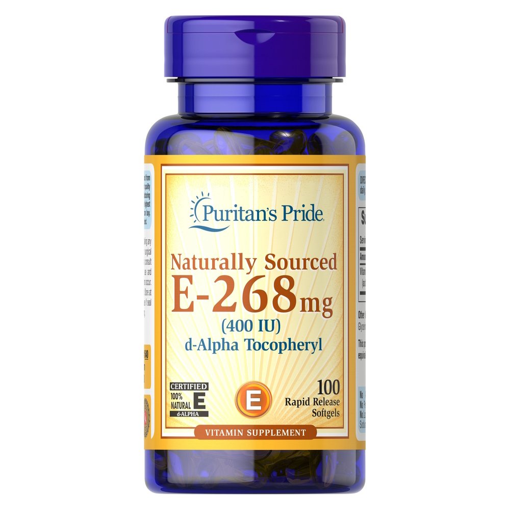 Puritan's Pride Витамины и минералы Puritan's Pride Vitamin E 400 IU (268 mg) Naturally Sourced, 100 капсул, , 