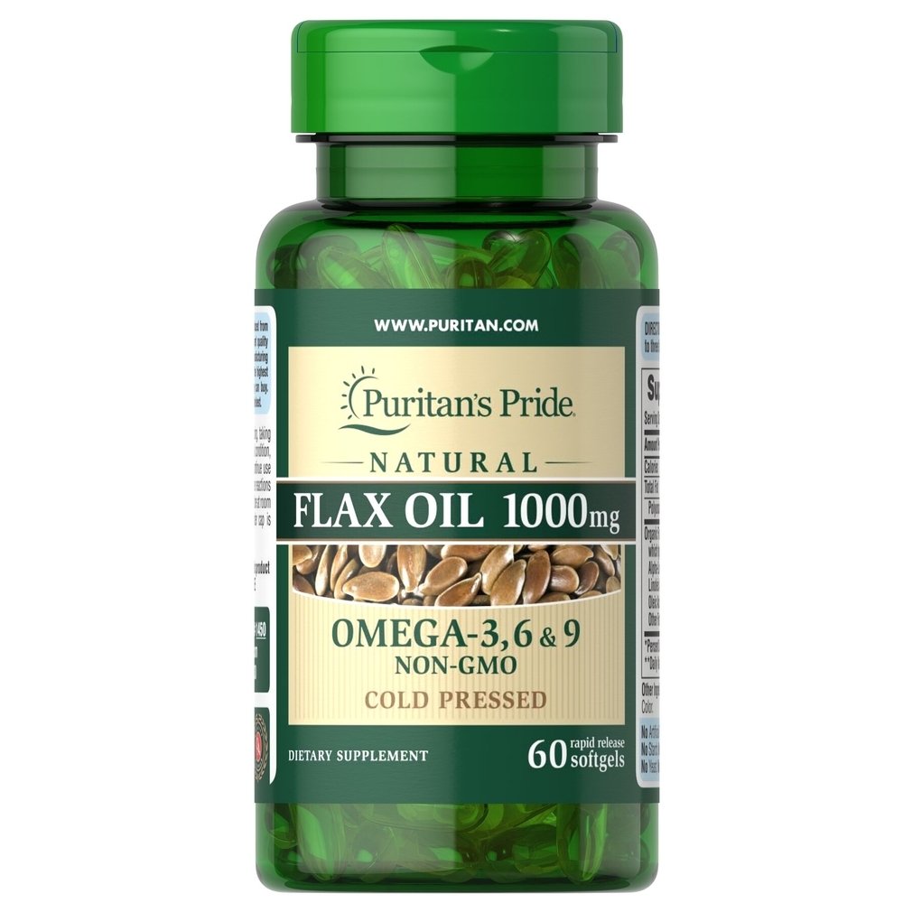 Жирные кислоты Puritan's Pride Natural Flax Oil 1000 mg, 60 капсул,  ml, Puritan's Pride. Fats. General Health 