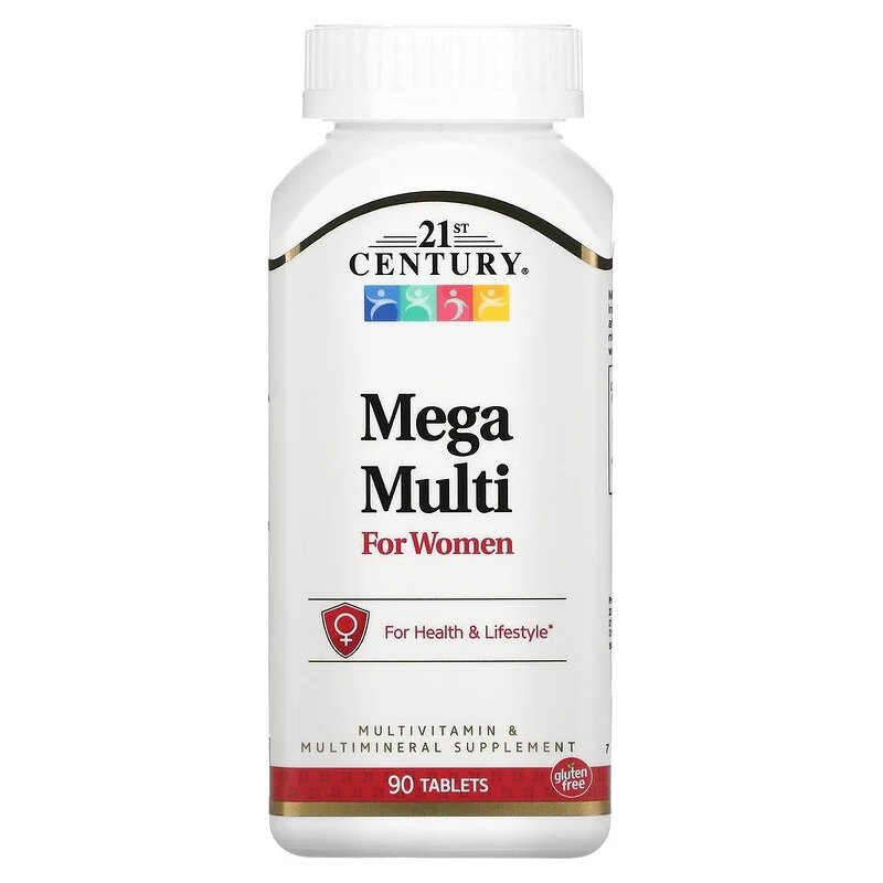 Витамины и минералы 21st Century Mega Multi for Women, 90 таблеток,  мл, 21st Century. Витамины и минералы. Поддержание здоровья Укрепление иммунитета 