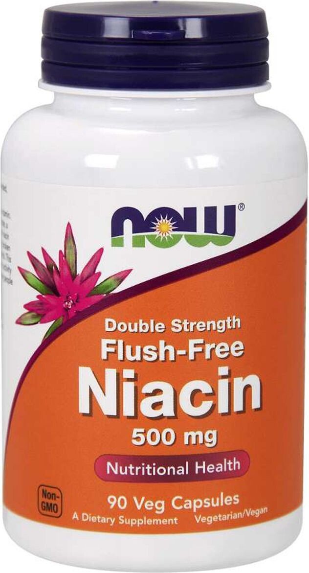 NOW Foods Flush-Free Niacin Double Strength 500 мг 90 капсул,  мл, Now. Витамины и минералы. Поддержание здоровья Укрепление иммунитета 