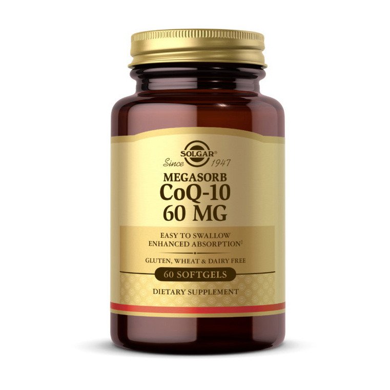 Коэнзим Q10 Solgar CoQ10 60 mg 60 капсул,  мл, Solgar. Коэнзим-Q10. Поддержание здоровья Антиоксидантные свойства Профилактика ССЗ Толерантность к физ. нагрузкам 
