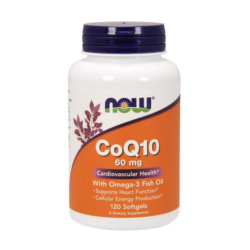 Коэнзим Q10 с омега-3 Now Foods CoQ10 60 mg with Omega-3 (120 капс) нау фудс,  мл, Now. Коэнзим-Q10. Поддержание здоровья Антиоксидантные свойства Профилактика ССЗ Толерантность к физ. нагрузкам 
