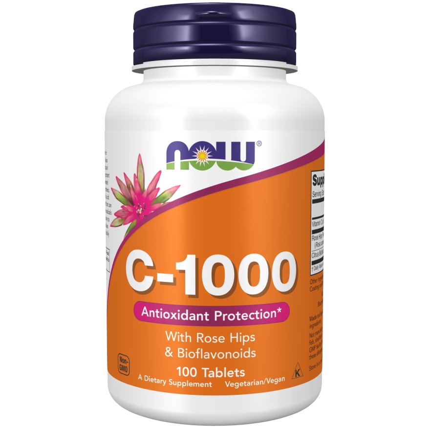 Витамины и минералы NOW Vitamin C-1000 with Rose Hips &amp; Bioflavonoid, 100 таблеток,  мл, Now. Витамины и минералы. Поддержание здоровья Укрепление иммунитета 