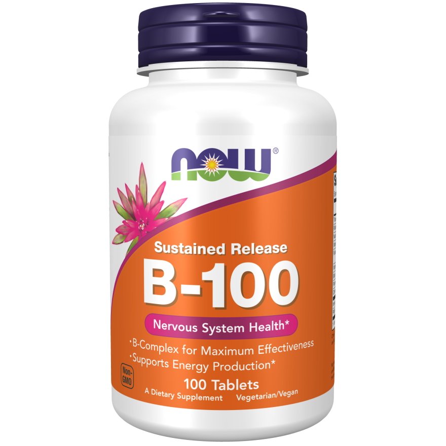 Витамины и минералы NOW Vitamin B-100, 100 таблеток,  ml, Now. Vitamins and minerals. General Health Immunity enhancement 