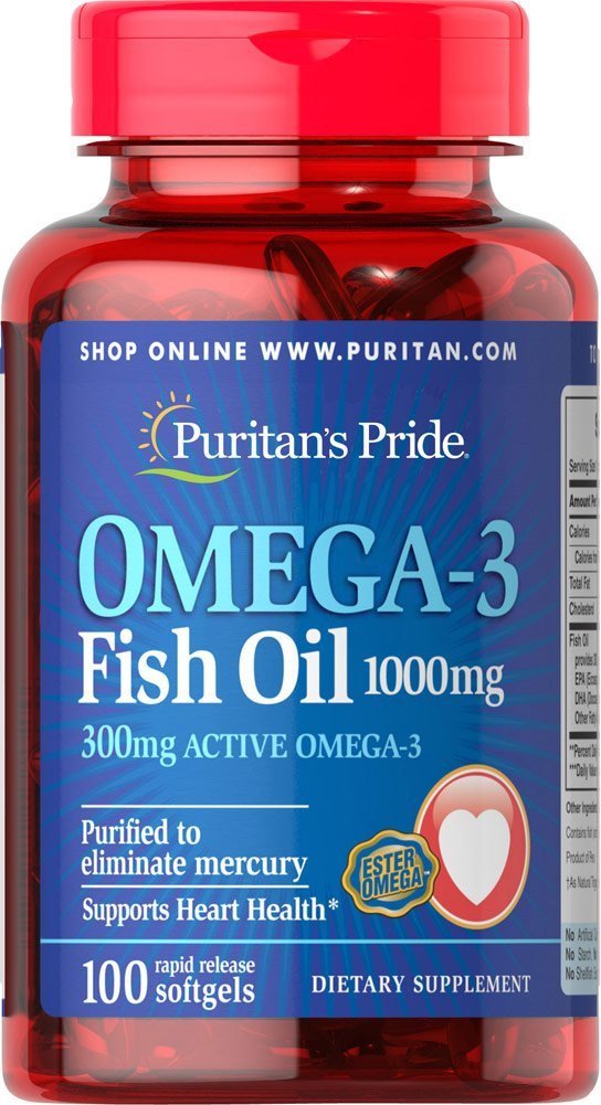 Puritan's Pride Omega 3 Fish Oil 1000 mg Puritan's Pride 100 Softgels, , 100 Softgels 