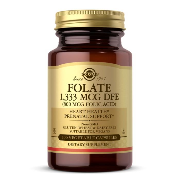 Витамины и минералы Solgar Folate 1333 mcg (Folic Acid 800 mcg), 100 вегакапсул,  мл, Solgar. Фолиевая кислота. Поддержание здоровья 