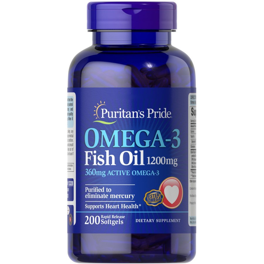 Puritan's Pride Жирные кислоты Puritan's Pride Omega 3 Fish Oil 1200 mg, 200 капсул ПОВРЕЖДЕННЫЙ, ,