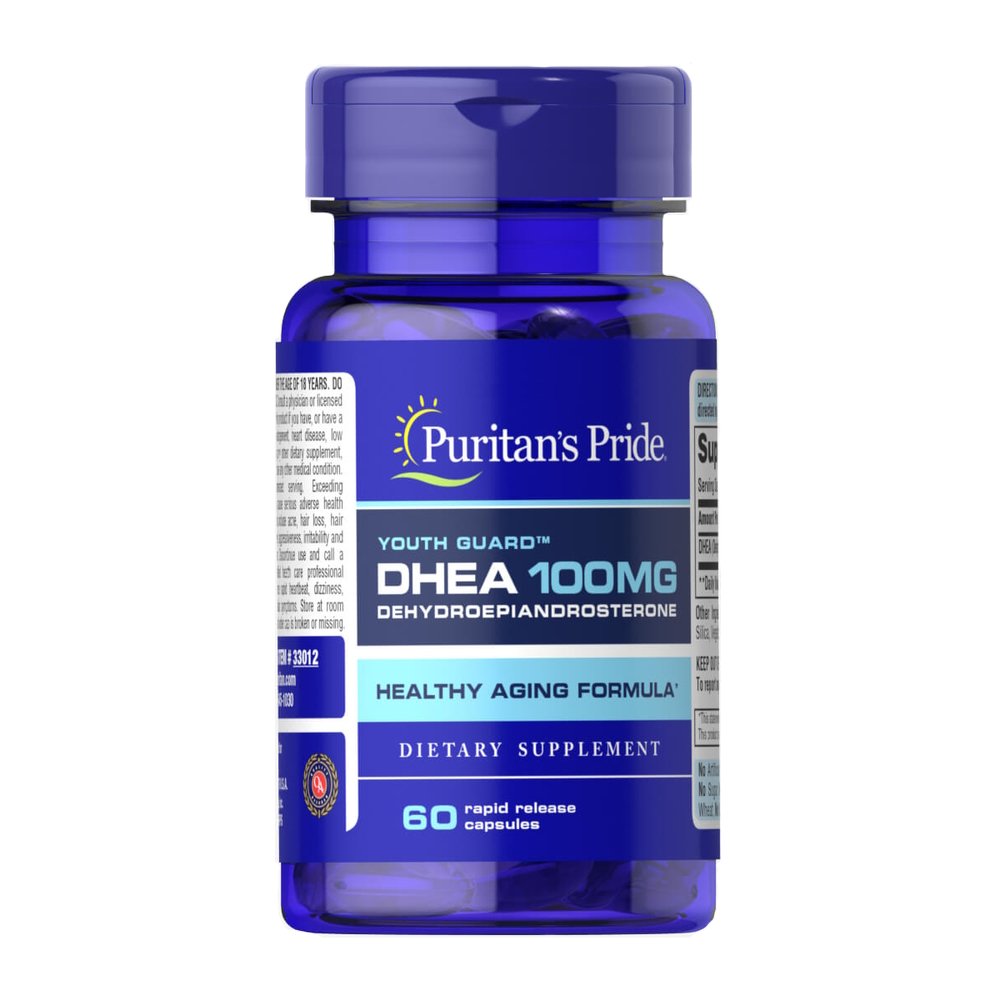 Стимулятор тестостерона Puritan's Pride DHEA 100 mg, 60 капсул,  ml, Puritan's Pride. Testosterone Booster. General Health Libido enhancing Anabolic properties Testosterone enhancement 