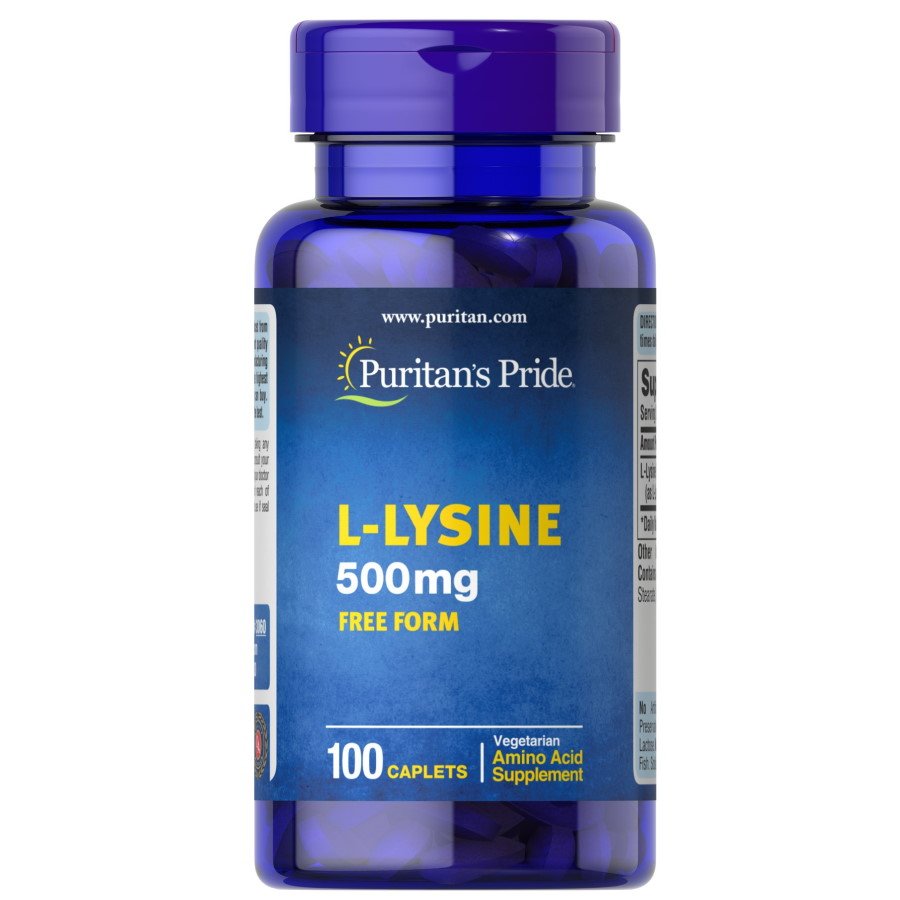 Аминокислота Puritan's Pride L-Lysine 500 mg, 100 каплет,  мл, Puritan's Pride. Аминокислоты. 