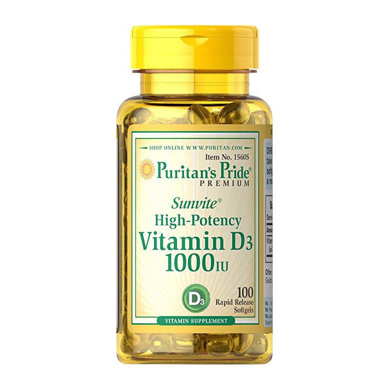 Витамин д3 Puritan's Pride Vitamin D3 1000 IU 100 капсул (PUR1126),  ml, Puritan's Pride. Vitamin D. 