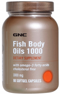 Fish Body Oils 1000, 90 шт, GNC. Омега 3 (Рыбий жир). Поддержание здоровья Укрепление суставов и связок Здоровье кожи Профилактика ССЗ Противовоспалительные свойства 