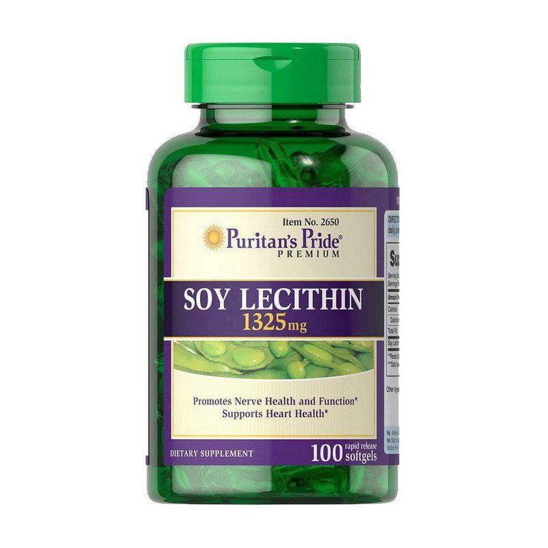 Соевый лецитин Puritan's Pride Soy Lecithin 1325 mg 250 капсул,  мл, Puritan's Pride. Лецитин. Поддержание здоровья 