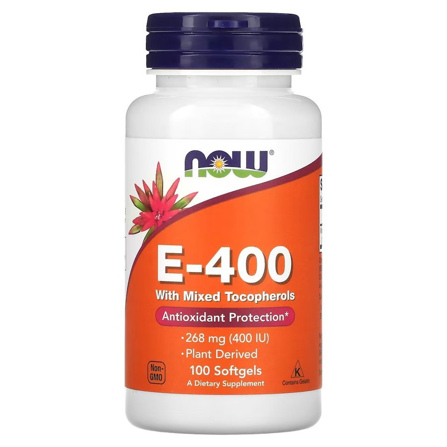 Витамины и минералы NOW Vitamin E-400 with Mixed Tocopherols, 100 капсул,  ml, Now. Vitamins and minerals. General Health Immunity enhancement 
