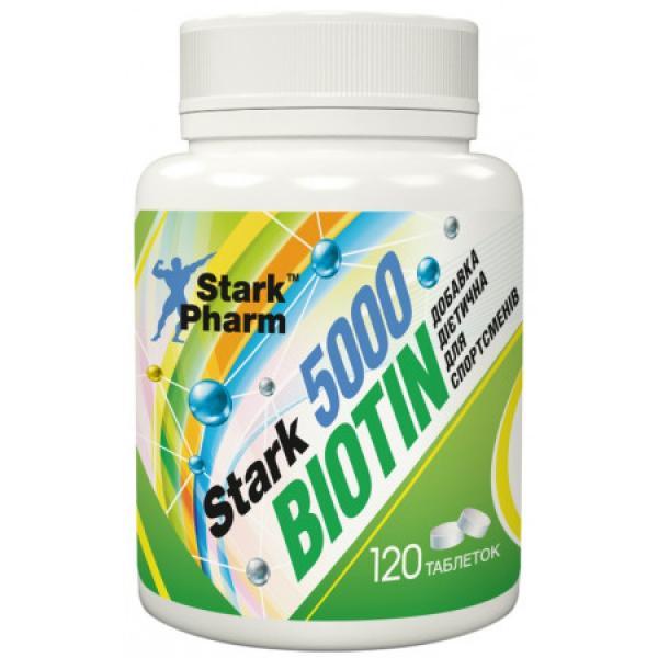 Биотин Stark Pharm Stark Biotin 5000 (120 таб) старк фарм,  мл, Stark Pharm. Витамин B. Поддержание здоровья 