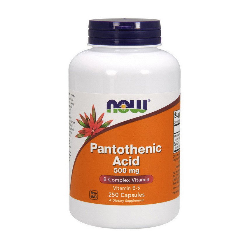 Пантотеновая кислота Now Foods Pantothenic Acid 500 mg (250 капс) витамин б5 нау фудс,  мл, Now. Витамин B. Поддержание здоровья 