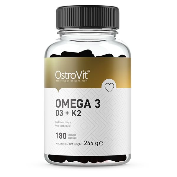 Жирные кислоты OstroVit Omega 3 D3+K2, 180 капсул,  мл, OstroVit. Жирные кислоты (Omega). Поддержание здоровья 