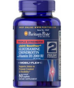 Triple Strength Glucosamine Chondroitin with Vitamin D3, 80 шт, Puritan's Pride. Глюкозамин Хондроитин. Поддержание здоровья Укрепление суставов и связок 