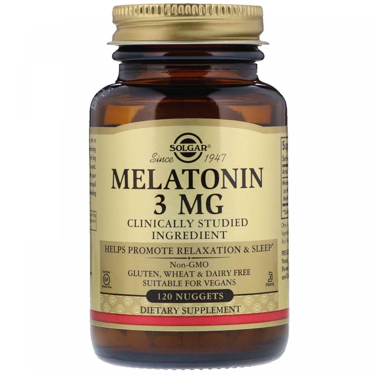 Мелатонін Solgar Melatonin 3 mg 120 tabs,  ml, Solgar. Melatoninum. Improving sleep recovery Immunity enhancement General Health 