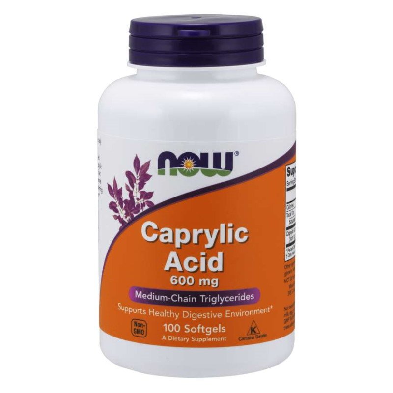 Натуральная добавка NOW Caprylic Acid 600 mg, 100 капсул ,  мл, Now. Hатуральные продукты. Поддержание здоровья 