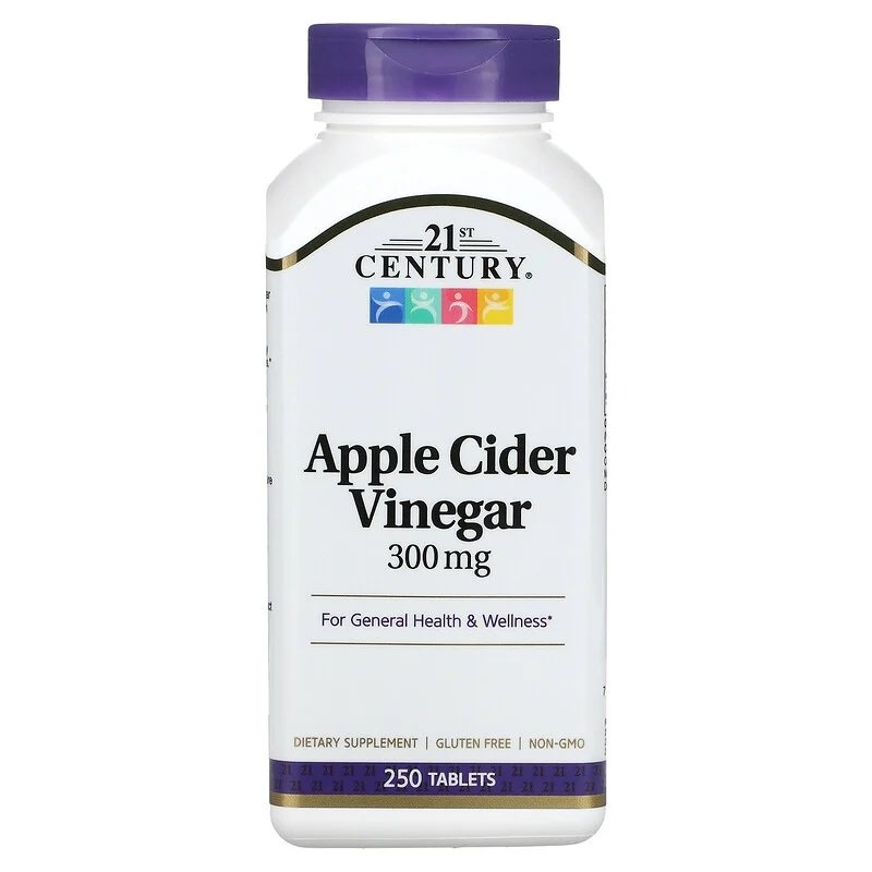 21st Century Натуральная добавка 21st Century Apple Cider Vinegar 300 mg, 250 таблеток, , 
