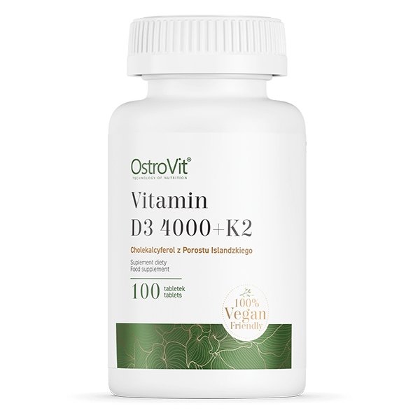 Витамины и минералы OstroVit Vege Vitamin D3 4000 +K2, 100 таблеток,  мл, OstroVit. Витамины и минералы. Поддержание здоровья Укрепление иммунитета 