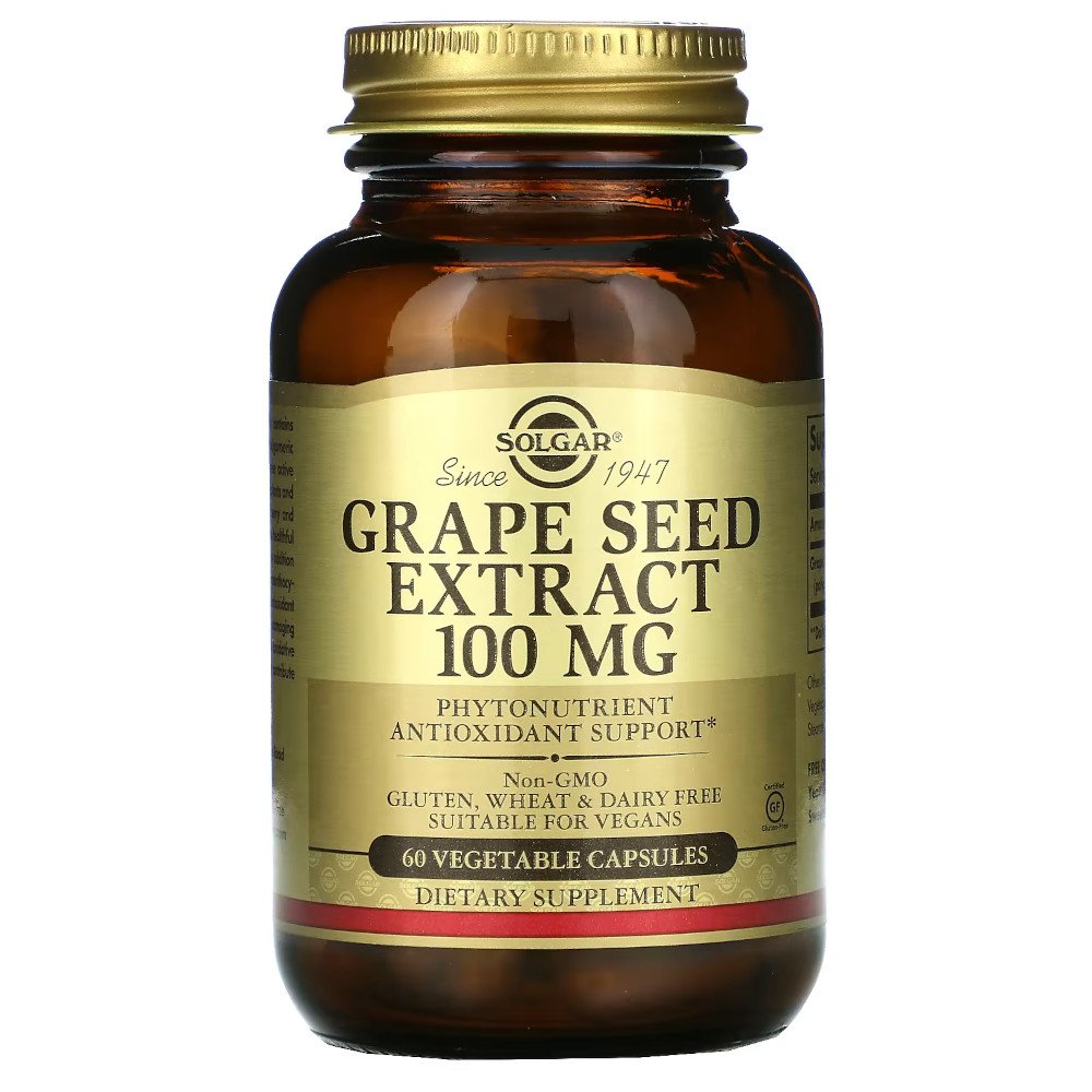 Натуральная добавка Solgar Grape Seed Extract 100 mg, 60 вегакапсул,  ml, Solgar. Natural Products. General Health 