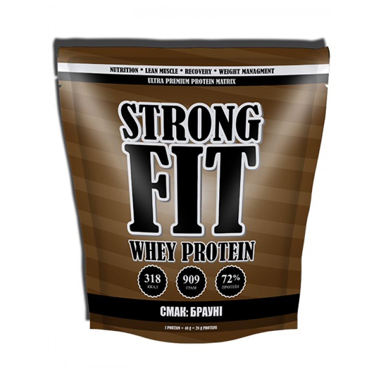 Протеин Strong Fit Whey Protein, 909 грамм Брауни,  ml, Strong FIT. Protein. Mass Gain recovery Anti-catabolic properties 