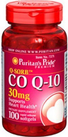 Co Q-10 30 mg, 100 pcs, Puritan's Pride. Coenzym Q10. General Health Antioxidant properties CVD Prevention Exercise tolerance 