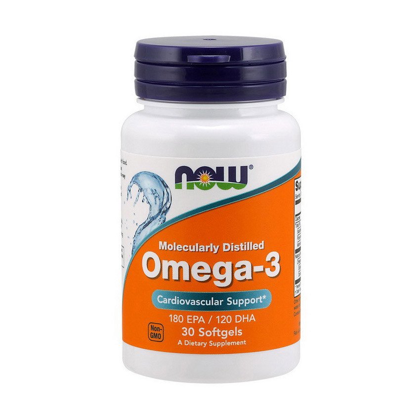 Омега 3 Now Foods Omega-3 (30 капс) рыбий жир нау фудс,  мл, Now. Омега 3 (Рыбий жир). Поддержание здоровья Укрепление суставов и связок Здоровье кожи Профилактика ССЗ Противовоспалительные свойства 