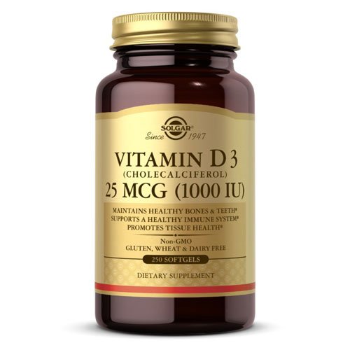 Solgar Vitamin D3 (Cholecalciferol) 25 mcg 1000 IU Softgels 250 капс Без вкуса,  ml, Solgar. Vitamin D. 