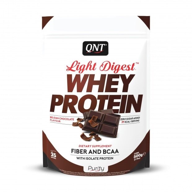 Протеин QNT Light Digest Whey Protein, 500 грамм Бельгийский шоколад,  мл, Puritan's Pride. Протеин. Набор массы Восстановление Антикатаболические свойства 