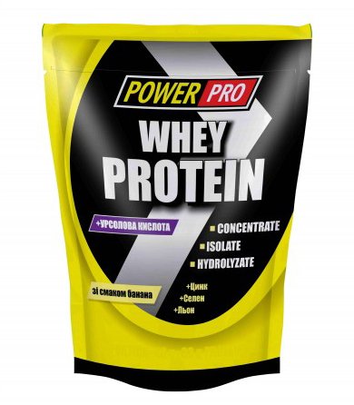 Протеин Power Pro Whey Protein, 1 кг Банан,  мл, Power Pro. Протеин. Набор массы Восстановление Антикатаболические свойства 