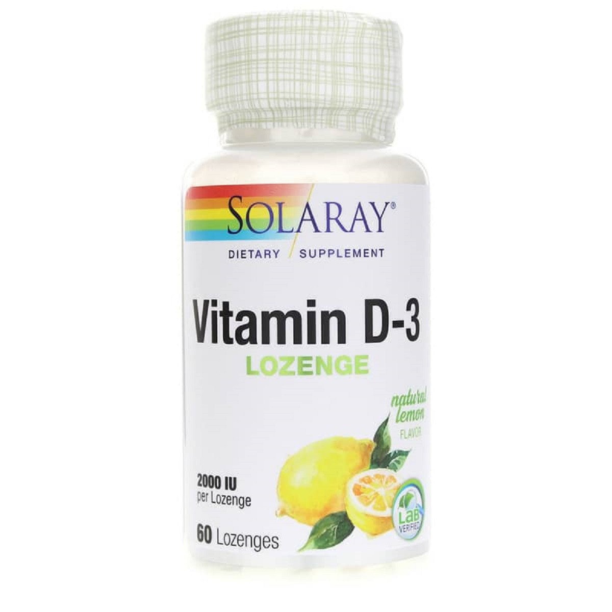 Витамин D3, 2000 МЕ, Со Вкусом Лимона, Solaray, 60 Леденцов,  мл, Solaray. Витамин D. 