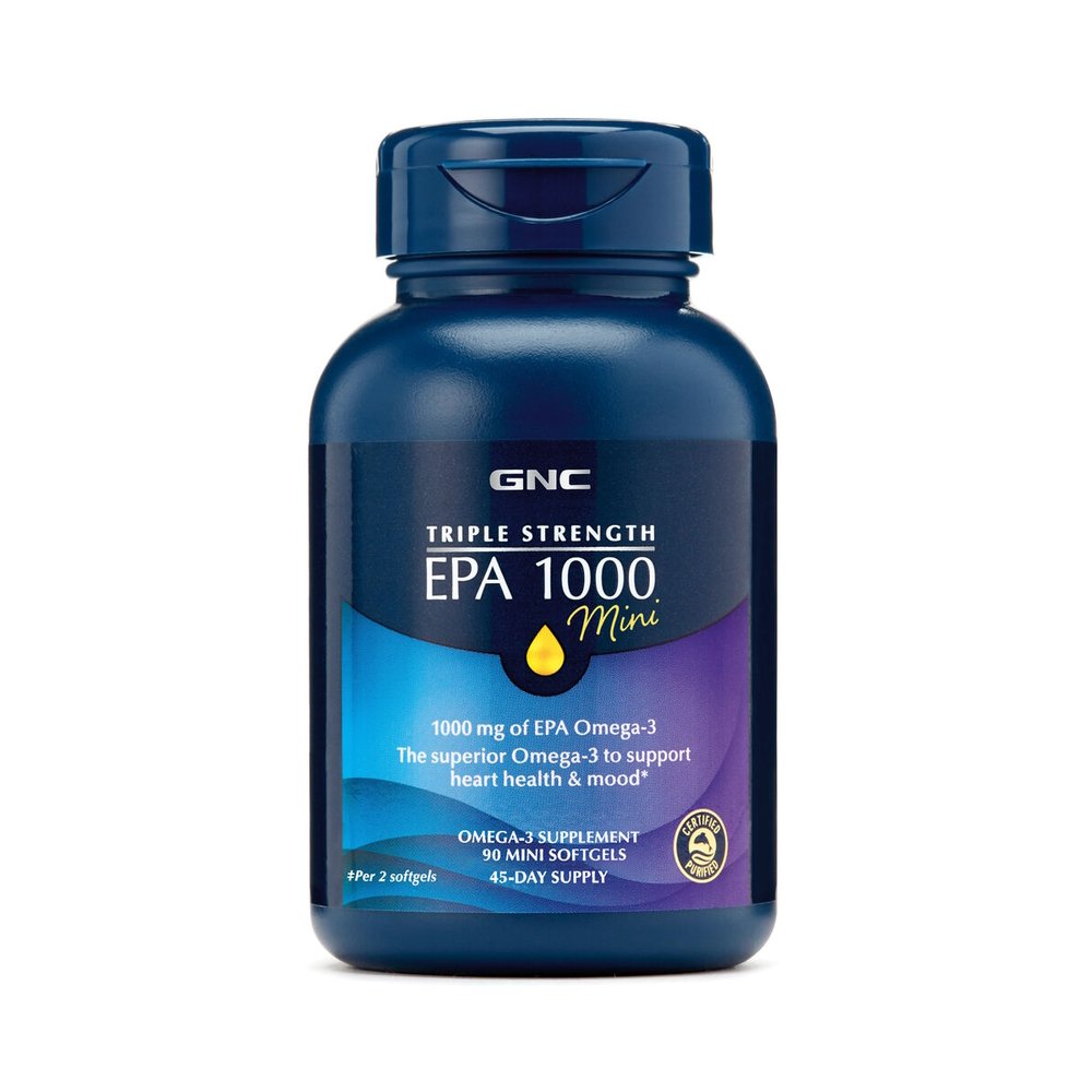 Жирные кислоты GNC Triple Strength EPA 1000 Mini, 90 капсул,  ml, GNC. Fats. General Health 