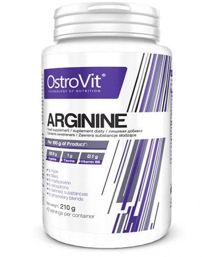 Arginine, 210 g, OstroVit. Arginine. स्वास्थ्य लाभ Immunity enhancement Muscle pumping Antioxidant properties Lowering cholesterol Nitric oxide donor 