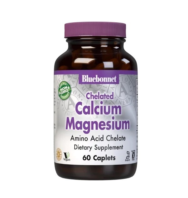 Bluebonnet Nutrition Витамины и минералы Bluebonnet Albion Chelated Calcium Magnesium, 60 каплет, , 