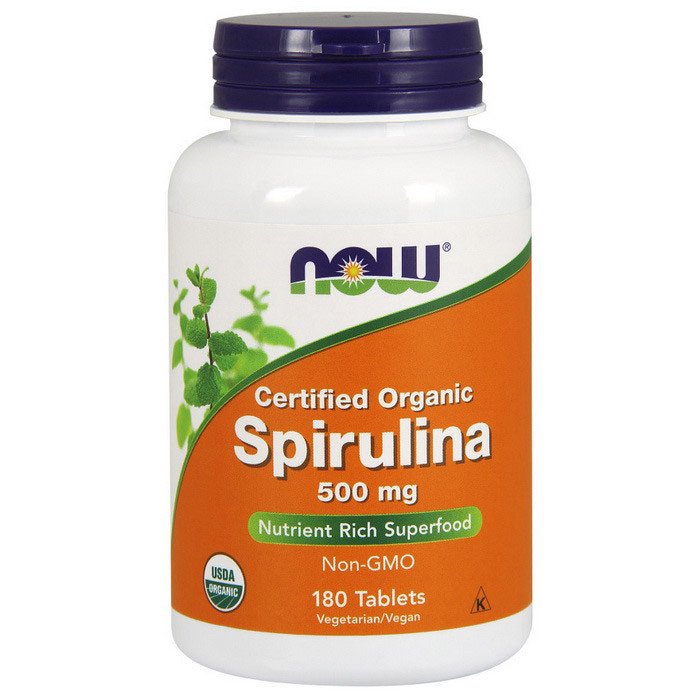 Спирулина Now Foods Spirulina 500 mg Organic (180 таб) нау фудс,  мл, Now. Спирулина. Поддержание здоровья 