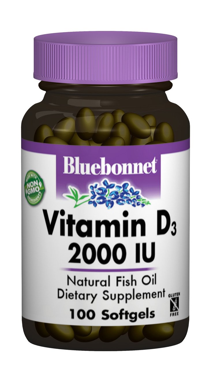 Bluebonnet Nutrition Витамин D3 2000IU, Bluebonnet Nutrition, 100 желатиновых капсул, , 
