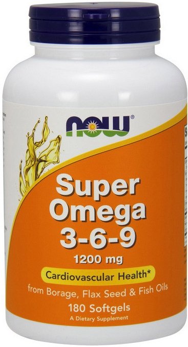 Super Omega 3-6-9 1200 mg, 180 шт, Now. Комплекс жирных кислот. Поддержание здоровья 