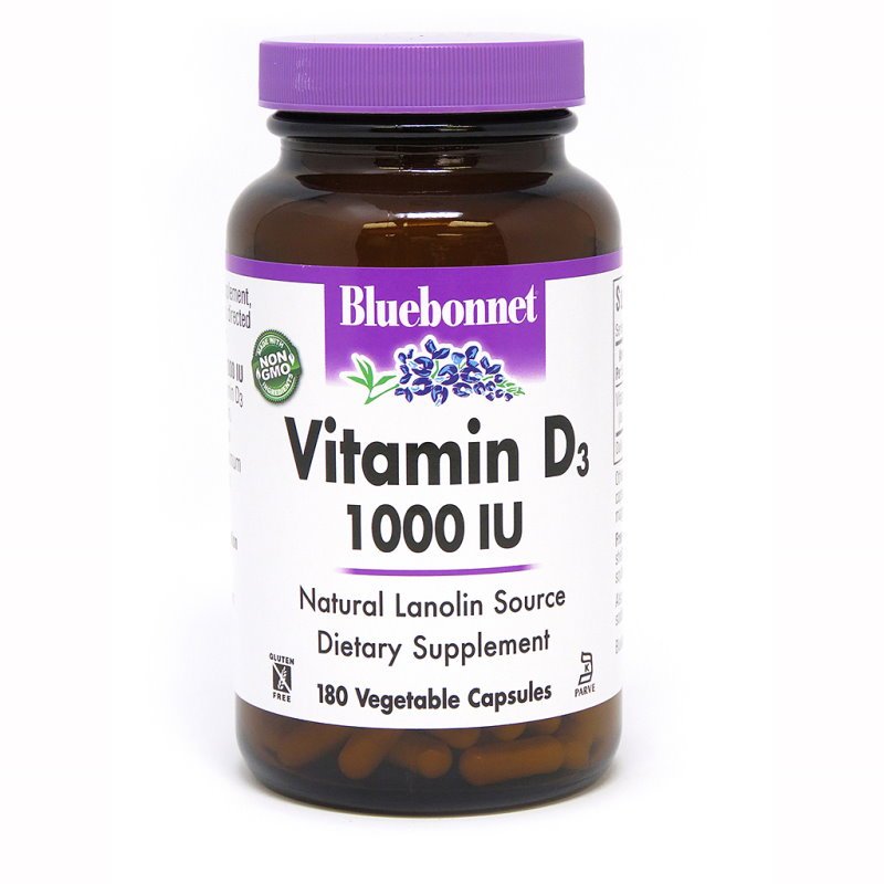 Bluebonnet Nutrition Витамины и минералы Bluebonnet Vitamin D3 1000 IU, 180 вегакапсул, , 