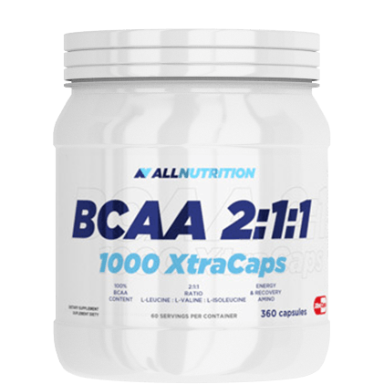 BCAA 2:1:1 1000 Xtra Caps, 360 pcs, AllNutrition. BCAA. Weight Loss recovery Anti-catabolic properties Lean muscle mass 