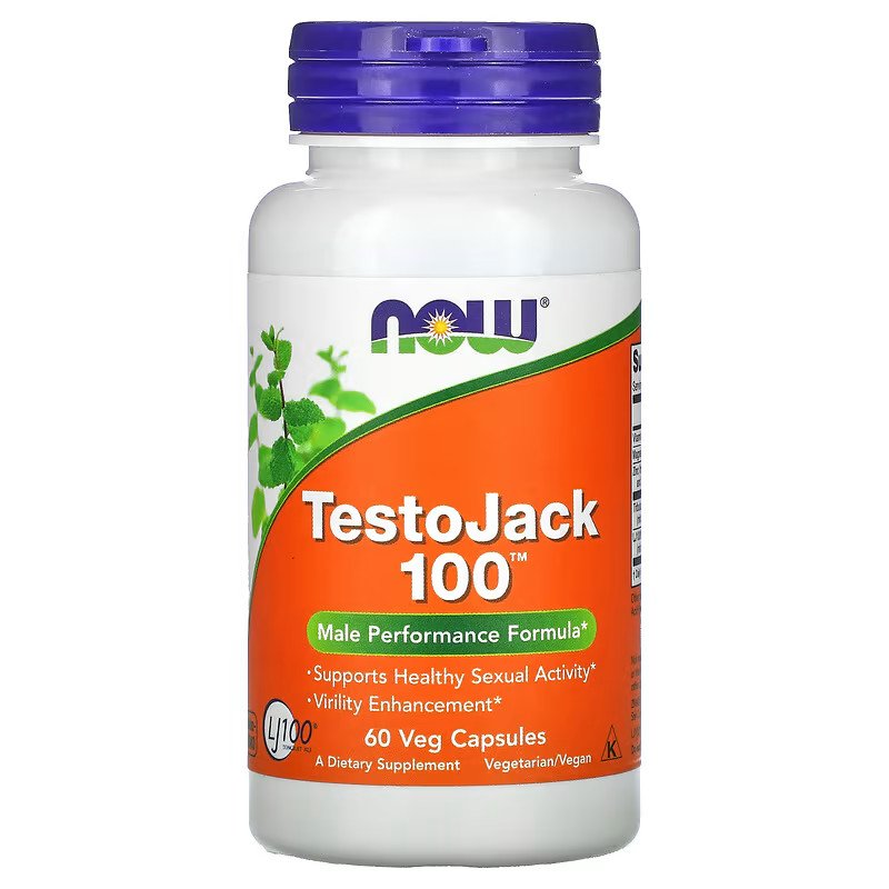 Стимулятор тестостерона NOW Testo Jack 100, 60 вегакапсул,  мл, Now. Бустер тестостерона. Поддержание здоровья Повышение либидо Aнаболические свойства Повышение тестостерона 