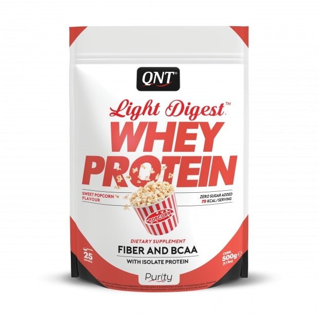 Протеин QNT Light Digest Whey Protein, 500 грамм Попкорн,  мл, Puritan's Pride. Протеин. Набор массы Восстановление Антикатаболические свойства 