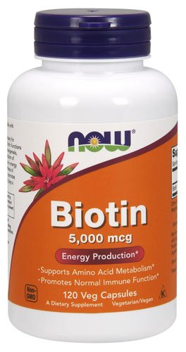 NOW Biotin 5000 mcg 120 капс Без вкуса,  мл, Now. Биотин. Снижение веса Поддержание здоровья Здоровье кожи Укрепление волос и ногтей Ускорение метаболизма 