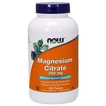 Мінеральна добавка NOW Foods Magnesium Citrate 200 mg 250 tabs,  мл, Now. Витамины и минералы. Поддержание здоровья Укрепление иммунитета 