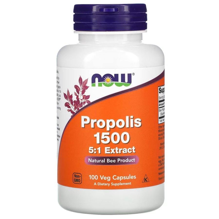 Натуральная добавка NOW Propolis 1500, 100 вегакапсул,  мл, Now. Hатуральные продукты. Поддержание здоровья 